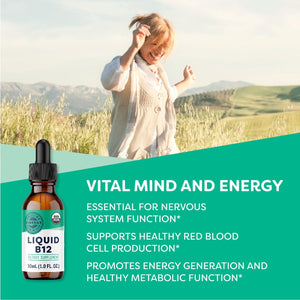 Vimergy USDA Organic Liquid Vitamin B12 Supplement 2500 mcg, Methylcobalamin & Adenosylcobalamin Fast-Absorbing Energy Support, Vegan, Non-GMO B12 Vitamins - PrimeBioHealth - canada supplements