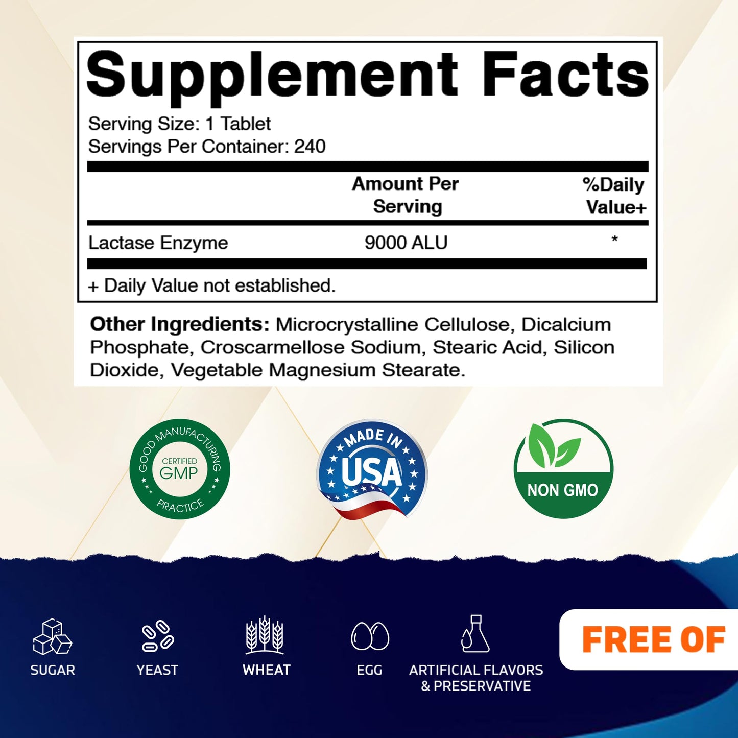 Vitamatic Lactase Enzyme 9000 FCC 240 Tablets - Lactose Intolerance Relief Caplets - PrimeBioHealth - canada supplements
