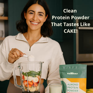 wellious Almond Protein Powder (Unflavored, Unsweetened) - 18 Grams of Pure Healthiest Vegan Protein for Women & Men | Soy-Free & Gut Friendly Protein - PrimeBioHealth - canada supplements