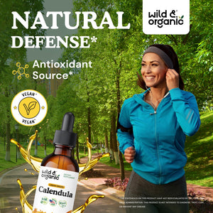 Wild & Organic Calendula Flowers Supplement - Antioxidant, Immune & Skin Support - Add to Tea Extract Drops - Calendula Herb Tincture - Vegan, Alcohol & Sugar-Free - 4 fl oz - PrimeBioHealth - canada supplements