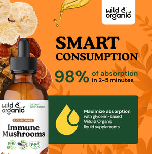 Wild & Organic Immune Mushroom Tincture - 8-in-1 Immune Support with Chaga, Reishi, Turkey Tail, Lion’s Mane, Maitake Extract - Liquid Mushroom Supplement - Vegan, Sugar & Alcohol-Free Drops - 4 oz - PrimeBioHealth - canada supplements