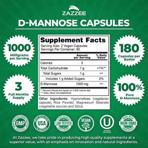 Zazzee Urinary Tract Cleanse & Detox Bundle | USDA Organic Dandelion Root Extract Capsules Plus D-Mannose 1000mg Capsules for UT & Bladder Cleansing