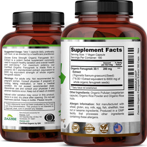 Zazzee USDA Organic Fenugreek 30:1 Extract, 120 Vegan Capsules, 4 Month Supply, Breastfeeding & Lactation Support for Nursing Mothers, Organic Herbal Supplement, All-Natural, Non-GMO, Made in the USA - PrimeBioHealth - canada supplements