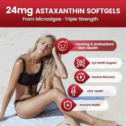 10 in 1 Astaxanthin Supplements 24mg, 4 Month Supply, Astaxantina Antioxidant from Fresh Haematococcus Pluvialis, Contains Lycopene, Grape Seed, Vitamin E - PrimeBioHealth - canada supplements