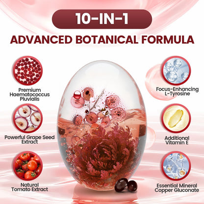 10 in 1 Astaxanthin Supplements 24mg, 4 Month Supply, Astaxantina Antioxidant from Fresh Haematococcus Pluvialis, Contains Lycopene, Grape Seed, Vitamin E - PrimeBioHealth - canada supplements