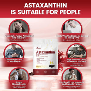 10 in 1 Astaxanthin Supplements 24mg, 4 Month Supply, Astaxantina Antioxidant from Fresh Haematococcus Pluvialis, Contains Lycopene, Grape Seed, Vitamin E - PrimeBioHealth - canada supplements