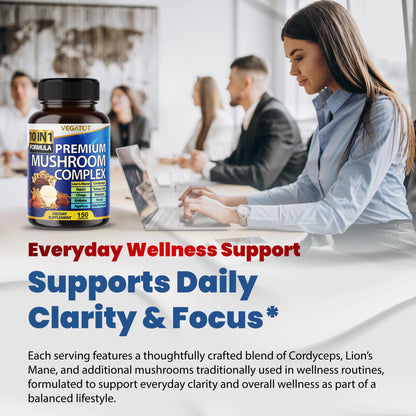 10 in 1 High Strength Mushroom Supplement - Lions Mane, Cordyceps, Reishi - Brain Supplements for Memory and Focus ** 5-Month Supply - PrimeBioHealth - canada supplements