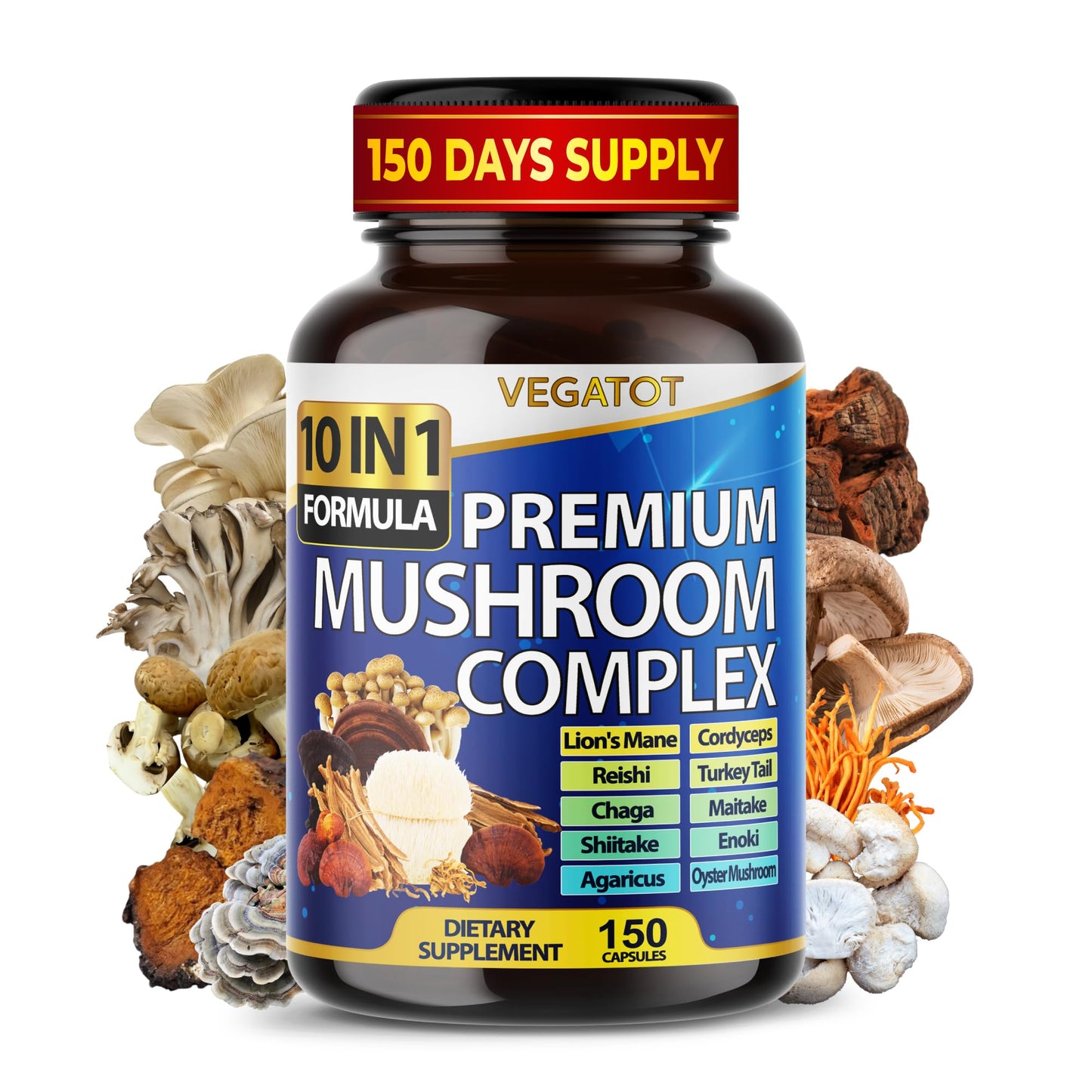 10 in 1 High Strength Mushroom Supplement - Lions Mane, Cordyceps, Reishi - Brain Supplements for Memory and Focus ** 5-Month Supply - PrimeBioHealth - canada supplements