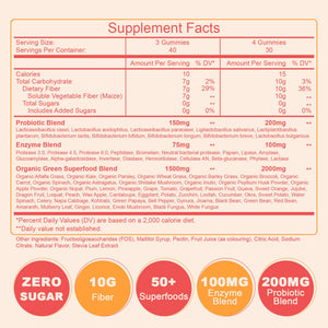 10g Fiber Gummies for Adults with Probiotics, Sugar Free Fiber Supplement with Organic Super Greens & Digestive Enzymes, Supports Gut Health, - PrimeBioHealth - canada supplements