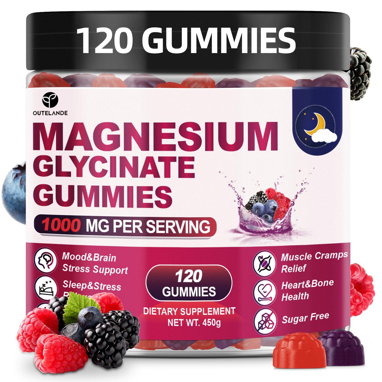 120 CT Magnesium Glycinate Gummies 1000 mg for Women and Men, Magnesium Malate & Taurate Supplements for Sleep, Body Support and Relaxation, Sugar Free - PrimeBioHealth - canada supplements