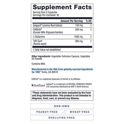 1MD Nutrition GutMD - L-Glutamine Capsules w/Prebiotic for Gut Health - L Glutamine Supplement - Supports Healthy Digestive - PrimeBioHealth - canada supplements
