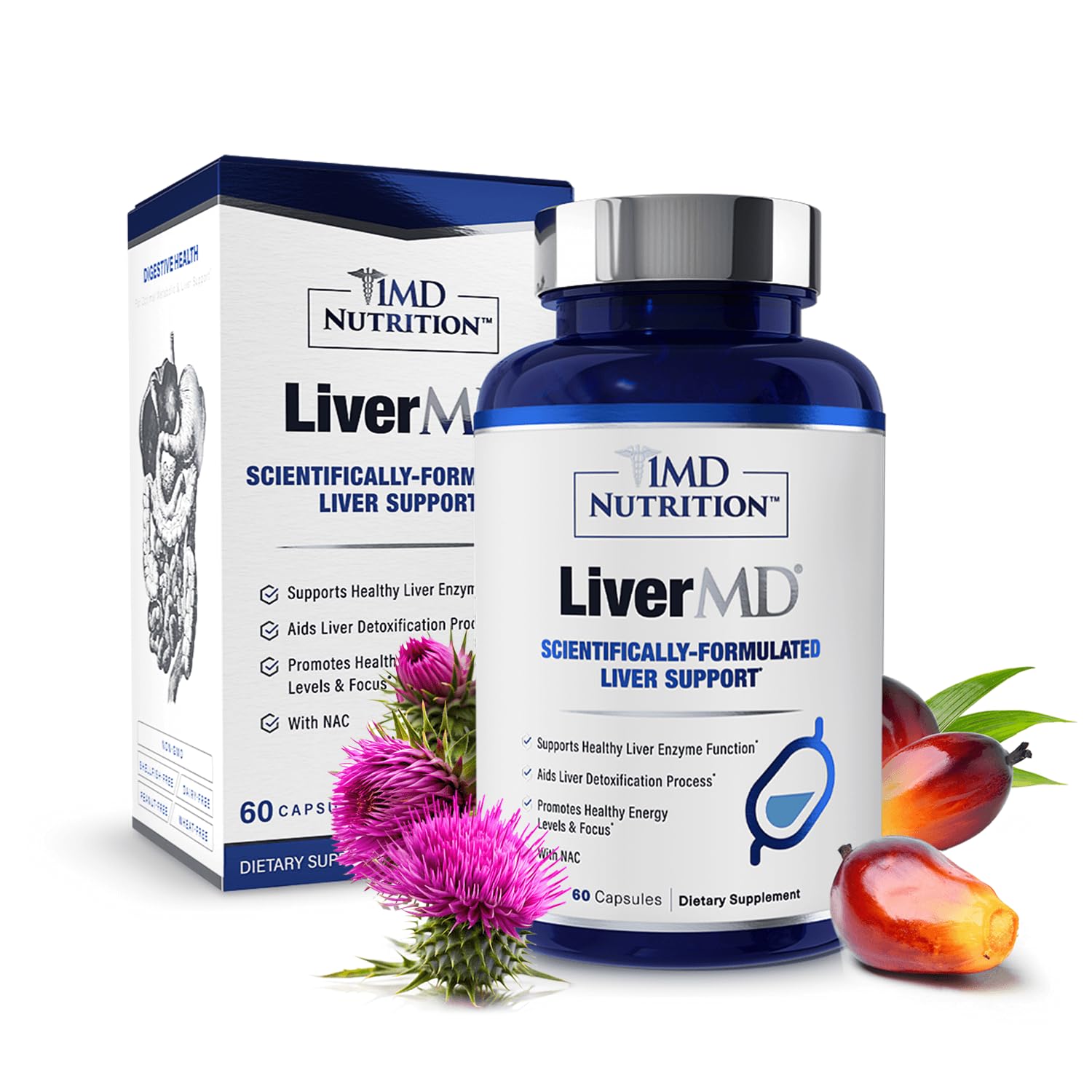 1MD Nutrition LiverMD - Liver Support Supplement | Siliphos Milk Thistle Extract & NAC - Supports Healthy Energy, Immunity & Overall Health - PrimeBioHealth - canada supplements