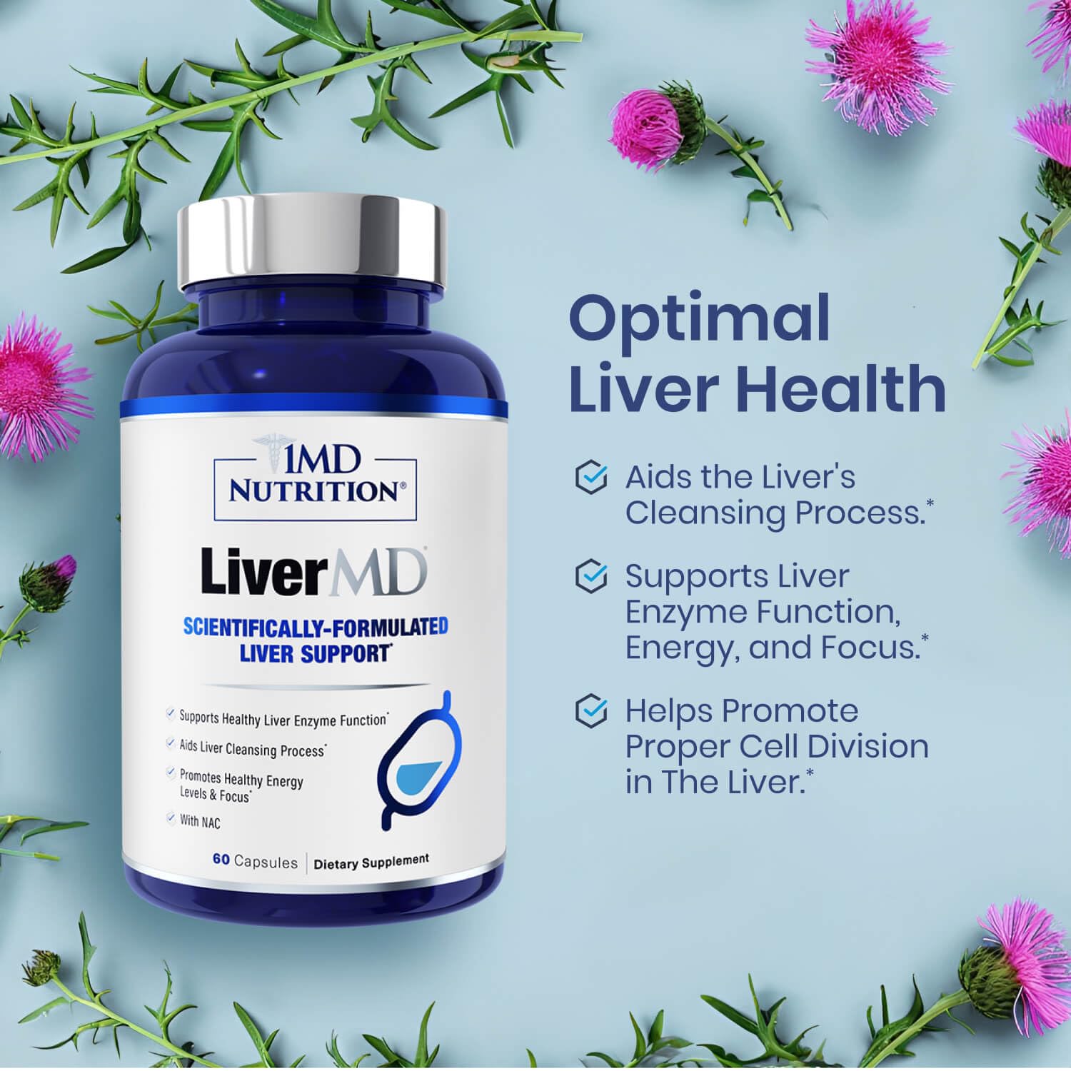 1MD Nutrition LiverMD - Liver Support Supplement | Siliphos Milk Thistle Extract & NAC - Supports Healthy Energy, Immunity & Overall Health - PrimeBioHealth - canada supplements
