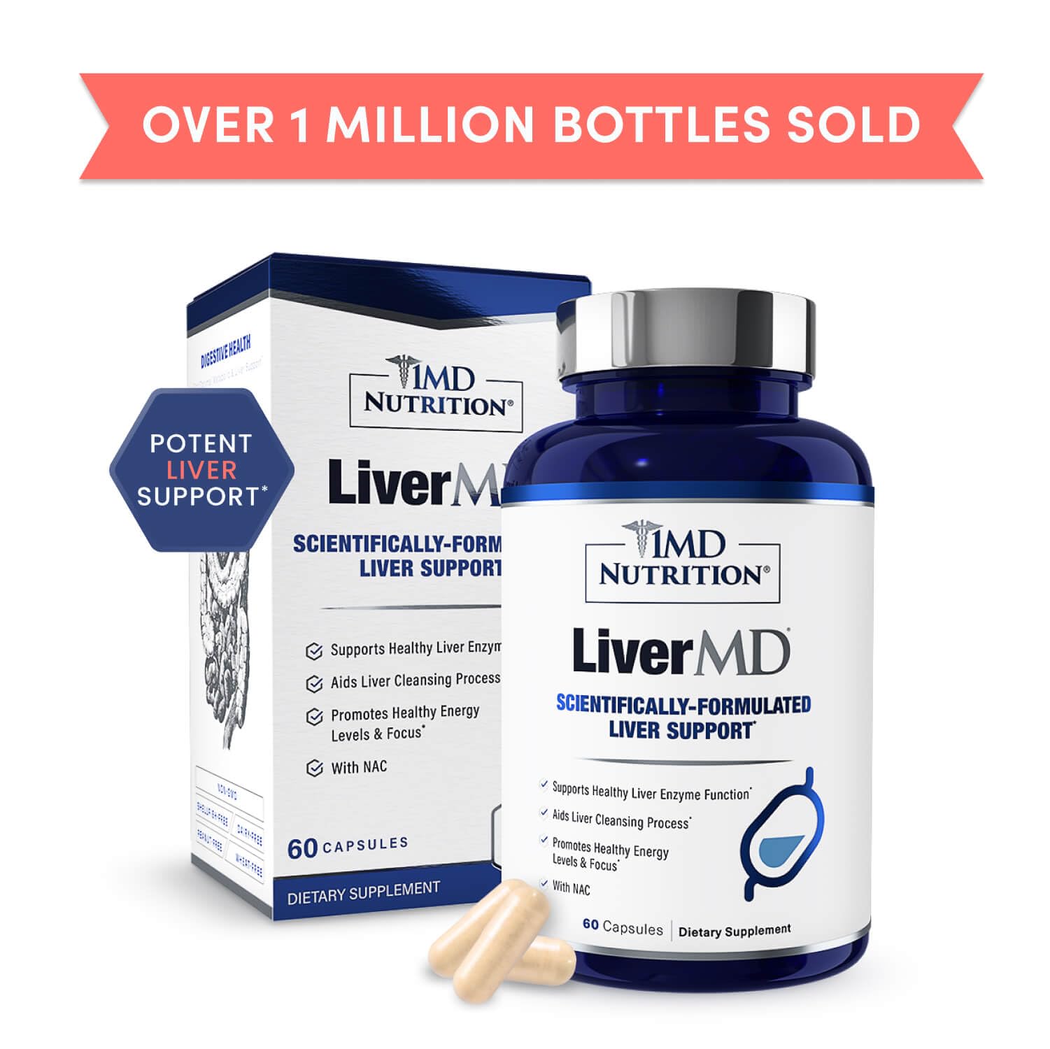 1MD Nutrition LiverMD - Liver Support Supplement | Siliphos Milk Thistle Extract & NAC - Supports Healthy Energy, Immunity & Overall Health - PrimeBioHealth - canada supplements
