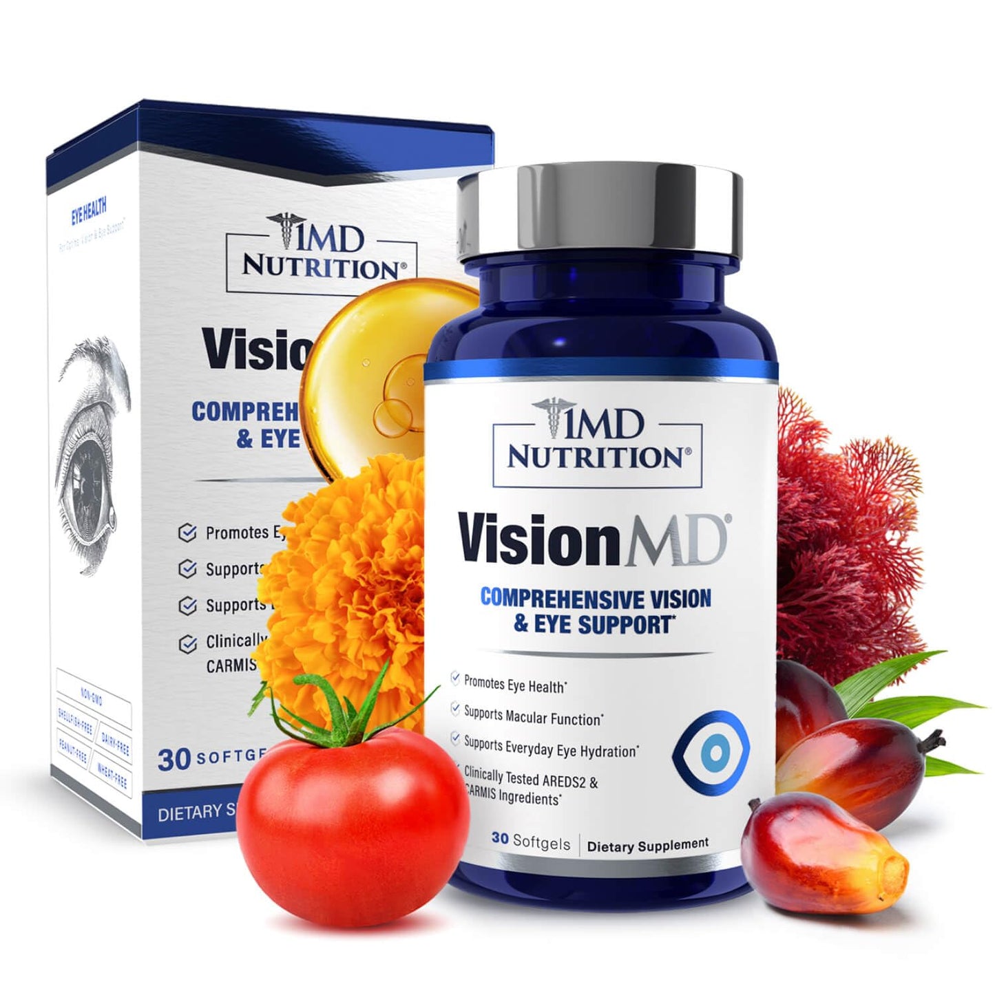 1MD Nutrition VisionMD Eye Vitamin CARMIS - Eye Supplement for Adults - with OptiLut Lutein & Zeaxanthin - Supports Vision Health Care, Everyday Eye Strain - PrimeBioHealth - canada supplements