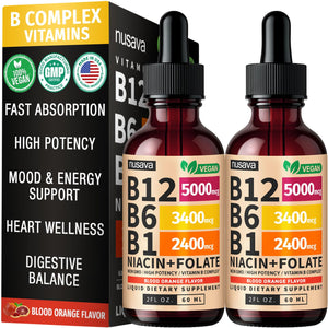 (2 Pack) Vitamin B12 and B6 Liquid Drops, B12 Sublingual Vitamin B Complex - B 12 Vitamin 5000mcg - B12 Methylcobalamin for Energy - PrimeBioHealth - canada supplements