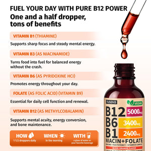 (2 Pack) Vitamin B12 and B6 Liquid Drops, B12 Sublingual Vitamin B Complex - B 12 Vitamin 5000mcg - B12 Methylcobalamin for Energy - PrimeBioHealth - canada supplements