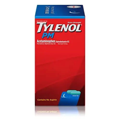 Tylenol PM Extra Strength Nighttime Pain Reliever Sleep Aid Caplets with Acetaminophen & Diphenhydramine HCl, Relief for Nighttime Aches & Pains, Travel Size, 50 Packs of 2 Caplets TylenolBuy Supplements Australia