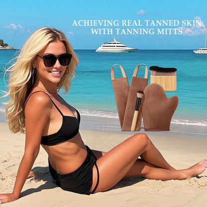 4 in 1 Luxury Velvet Tanning Mitt Self Tanning Mitt Applicator Self Tanner Brush Self Tanner Back Applicator - PrimeBioHealth - canada supplements