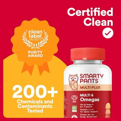 SmartyPants Multivitamin for Men & Women - Improved Formula: Multivitamin Gummies with Omega 3 (DHA/EPA) SmartyPants