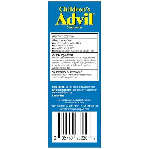 Children's Advil Pain Reliever and Fever Reducer, Dye Free and Sugar Free Ibuprofen Oral Suspension, Berry Flavored - 4 Fl Oz Children's AdvilBuy Supplements Australia