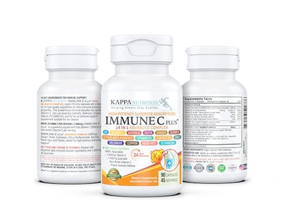 Quercetin 1,000mg, Vitamin C 1,000mg, Zinc 50mg, Vitamin D3 5,000iu, Selenium, Copper, Acerola, Ginger, Rutin, Bitter Orange, Rose Hips, Echinacea, Immune C Plus, 14 in 1 Immune C Plus (90 Count) KAPPA NUTRITIONBuy Supplements Australia