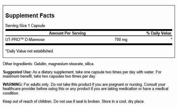 Swanson D-Mannose 700 Milligrams 60 Capsules