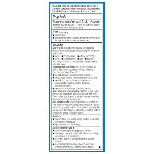 Children's Advil Pain Reliever and Fever Reducer, Dye Free and Sugar Free Ibuprofen Oral Suspension, Berry Flavored - 4 Fl Oz Children's AdvilBuy Supplements Australia