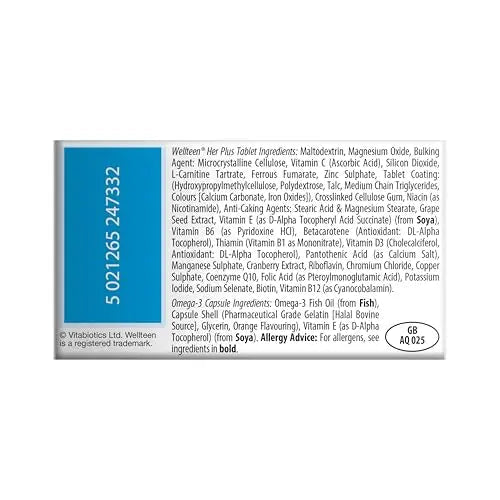Vitabiotics Wellteen Her Plus Omega-3 - Advanced Nutritional Support for Teenagers and Young Women Ages 13-19 Wellteen