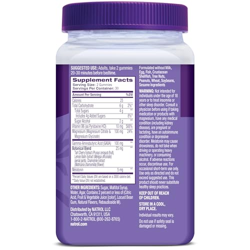 Natrol Sleep + Restore Magnesium Glycinate Blend Gummies with Melatonin 5mg - Calm Magnesium with GABA, Botanical Blend, Cherry Flavor, 60 Gummies NatrolBuy Supplements Australia