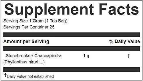 Stone Breaker Chanca Piedra Herbal Tea - 100% Naural from Peru (2x 25 Tea Bags Pack) Natural Kidney Cleanse & Gallbladder Stones Support– Detoxify Urinary Tract, Flush Impurities, Clear Urinary System