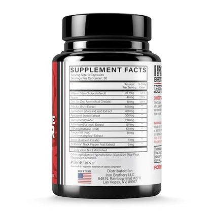 Iron Brothers Men’s Testosterone Support Supplement – Tribulus, Tongkat Ali, Ashwagandha & DIM – Daily Performance & Vitality Formula – with Fenugreek & Zinc – 30 Day Cycle – 90 Capsules Iron Brothers SupplementsBuy Supplements Australia
