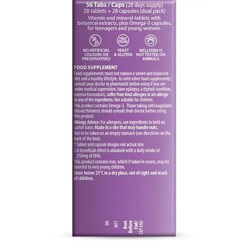 Vitabiotics Wellteen Her Plus Omega-3 - Advanced Nutritional Support for Teenagers and Young Women Ages 13-19 Wellteen