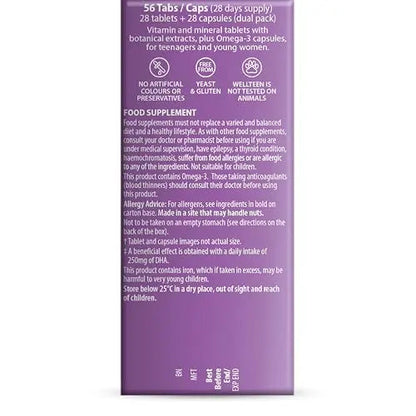 Vitabiotics Wellteen Her Plus Omega-3 - Advanced Nutritional Support for Teenagers and Young Women Ages 13-19 Wellteen