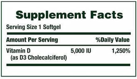 Nature's Bounty Immune Health Vitamin D3 5000 iu, Rapid Release 400 Softgels