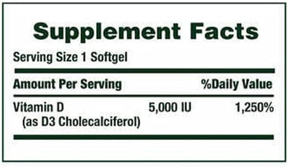 Nature's Bounty Immune Health Vitamin D3 5000 iu, Rapid Release 400 Softgels