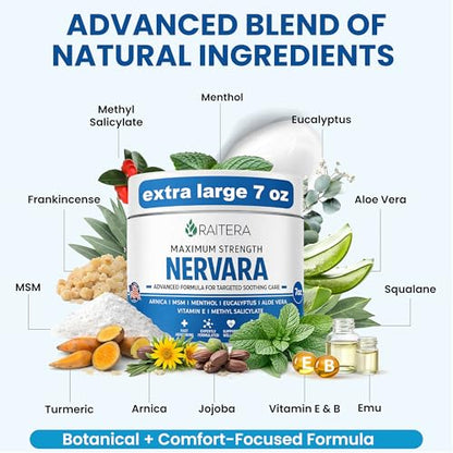 Raitera Neuropathy Cream – Extra Strength for Feet, Hands, Legs, Toes – Advanced Cooling Non-Greasy Fast Absorbing Formula - Natural Ingredients Frankincense, Arnica, Aloe Vera, Turmeric, MSM RaiteraBuy Supplements Australia