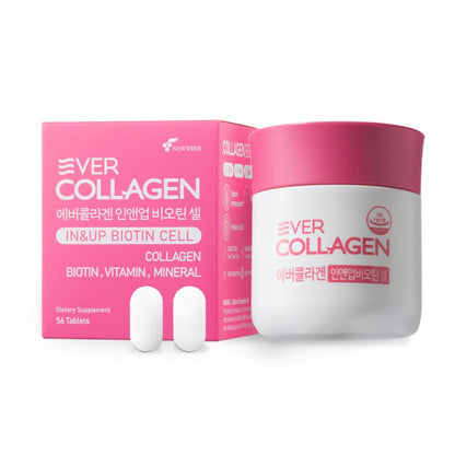 Ever Collagen in&UP Biotin Cell, Low Molecular Marine Fish Collagen Peptides Tablets with Vitamin Selenium Supplements - Healthy Skin, Hair, Nail for Women - Antioxidant Supplement EVER COLLAGEN TIME buy supplements Au