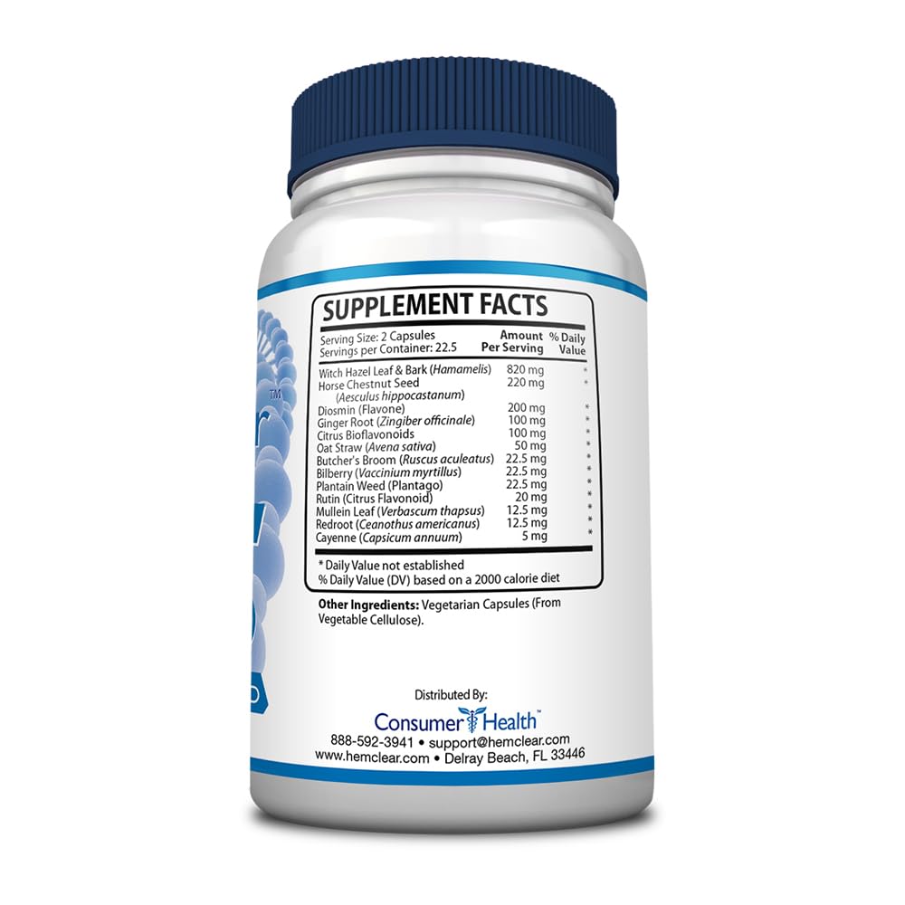 HemClear for Hemorrhoids - Vegan Formula for Hemorrhoid Relief & Vascular Health - Maximum Strength 2 Bottle 90 Capsules HemclearBuy Supplements Australia