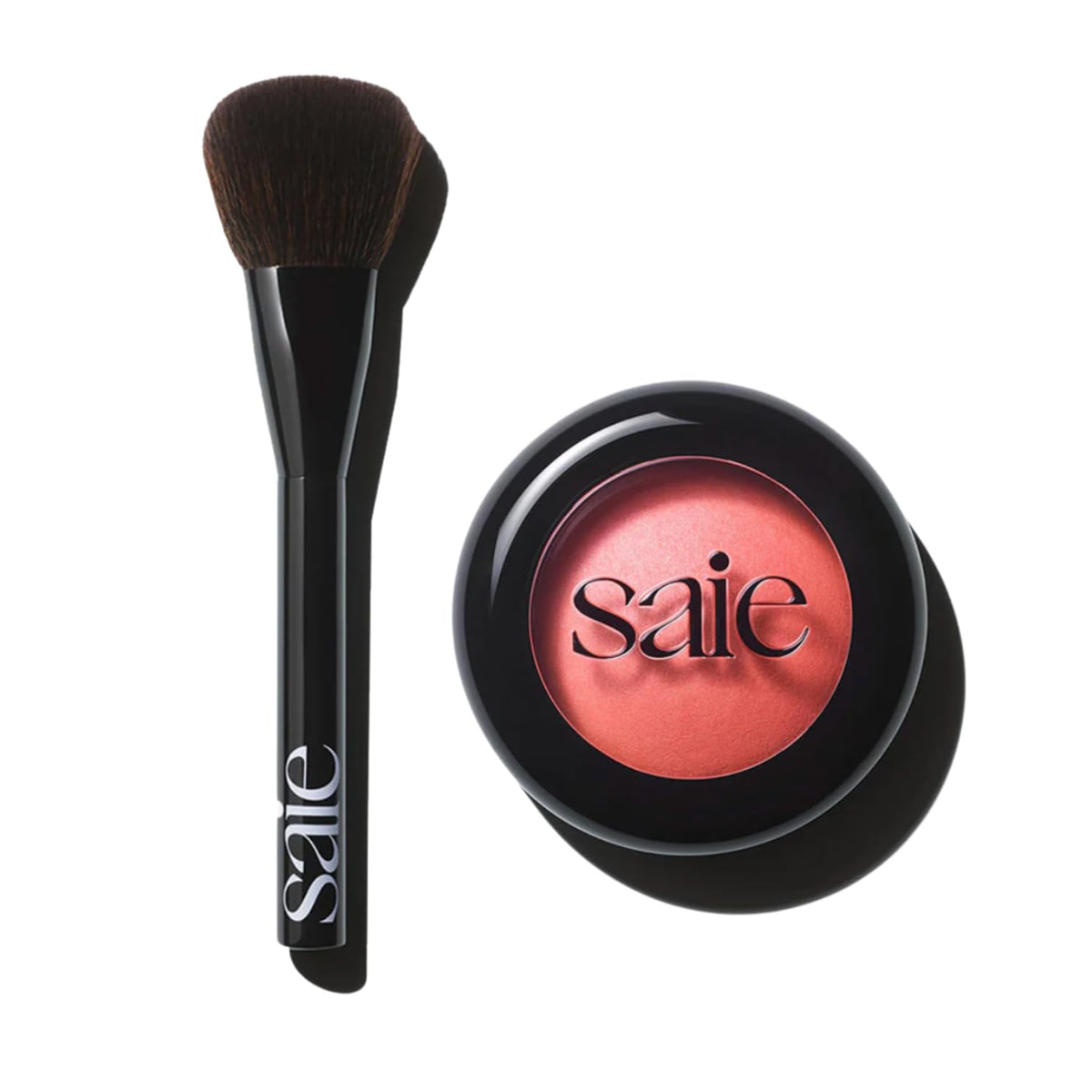 Saie Blush & Brush Duo - SuperSuede Baked Blush in Stella (.01 oz) & Powder Blush Brush - Talc-Free, Moisturizing Blush with Vegan, Fluffy Brush for Seamless Application SaieBuy Supplements Australia