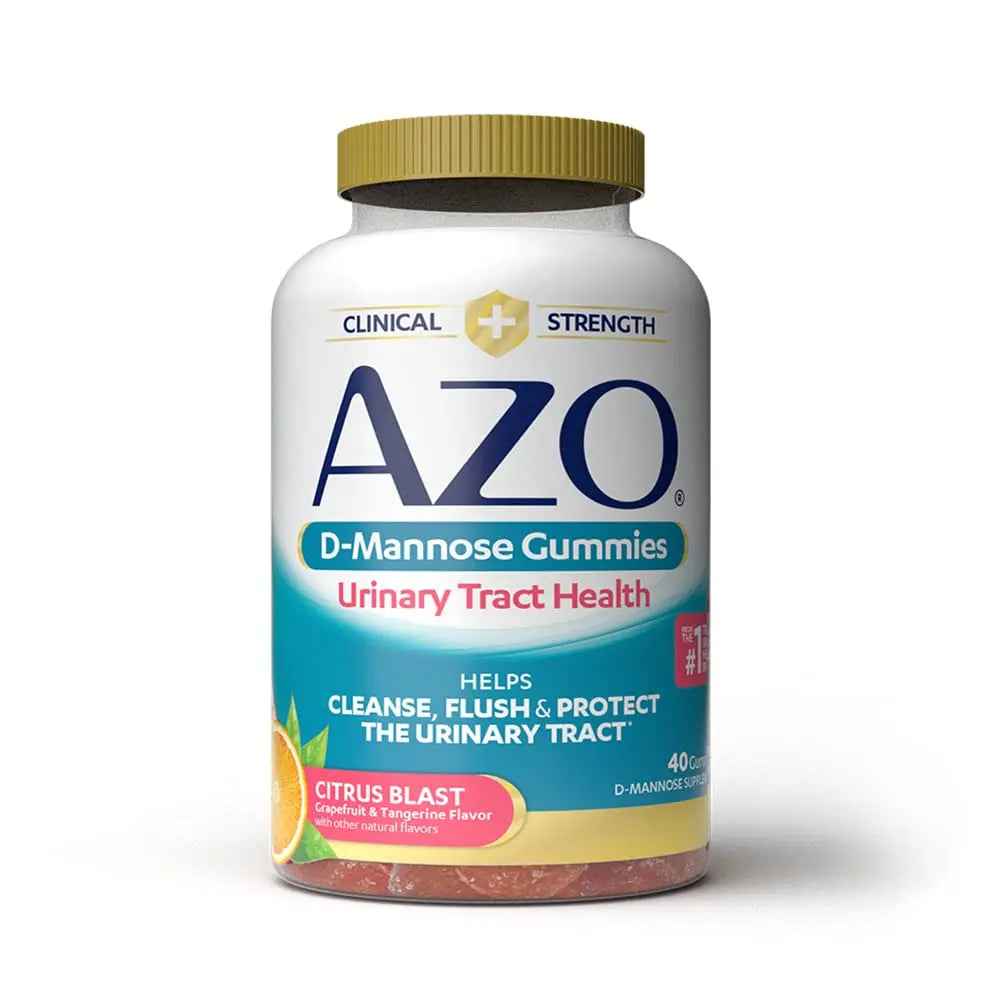 AZO Urinary Tract Health Gummies Bundle - D-Mannose 2000mg Citrus 40 Count and Cranberry 72 Count