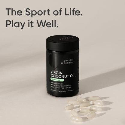 Sports Research® Organic Coconut Oil Capsules 3000MG - Cold Pressed Extra Virgin Coconut Oil with Medium Chain Triglycerides (MCTs) - Vegan Friendly & Non-GMO Verified - 120 Softgels Sports Research buy supplements Au