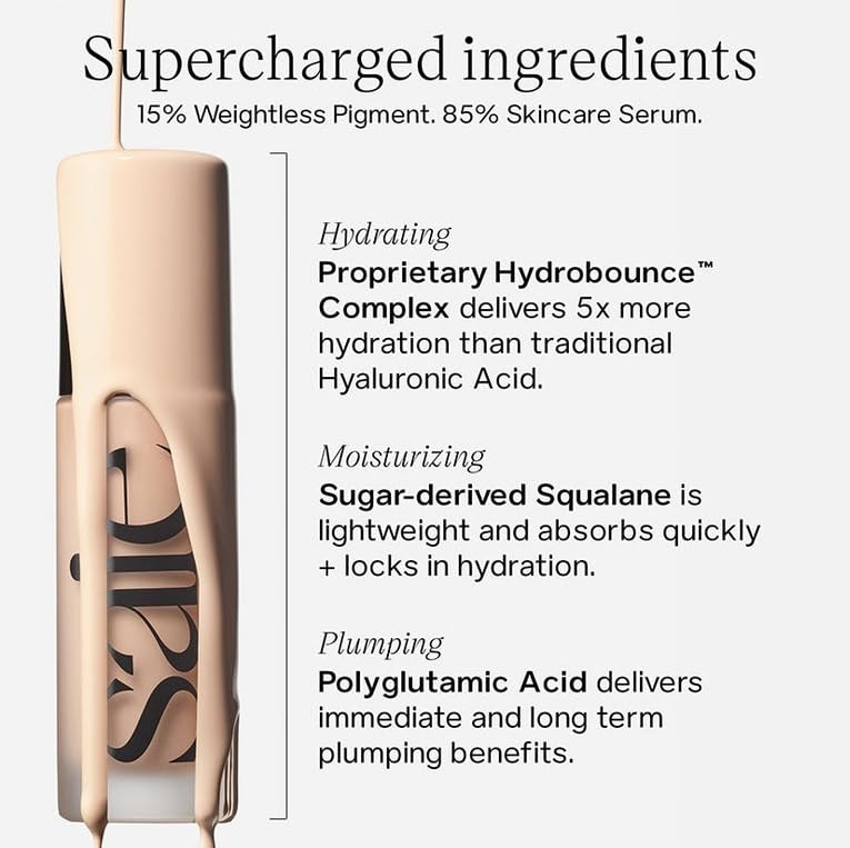 Saie Glowy Super Skin Tint Liquid Foundation - Weightless + Dewy Foundation with Lightweight Medium Coverage - Hydrating Face Makeup + Skin Care Serum Hybrid with Hyaluronic Acid - Shade 11 (1.01 oz) SaieBuy Supplements Australia