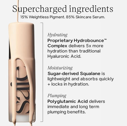 Saie Glowy Super Skin Tint Liquid Foundation - Weightless + Dewy Foundation with Lightweight Medium Coverage - Hydrating Face Makeup + Skin Care Serum Hybrid with Hyaluronic Acid - Shade 11 (1.01 oz) SaieBuy Supplements Australia
