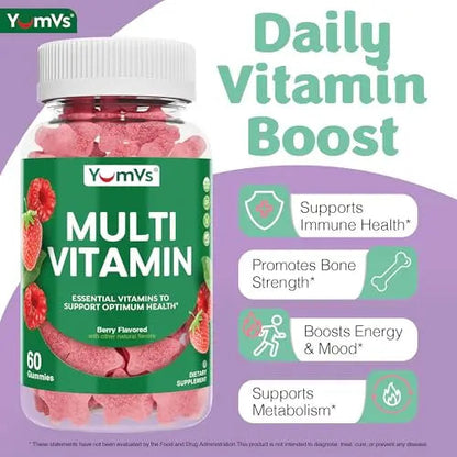 Multivitamin Gummies for Adults, Daily Gummy Vitamin for Women & Men, Immune Support Multivitamin Supplement YUM-V'S