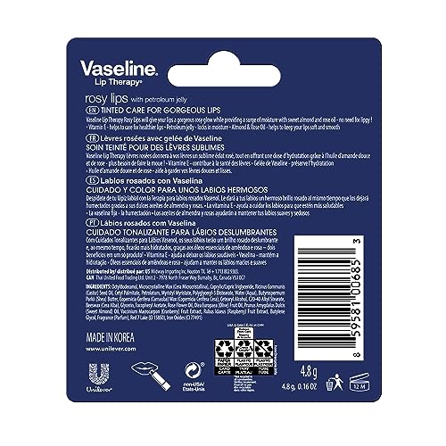 Vaseline Lip Therapy Care Rosy, Fast-Acting Nourishment, Ideal for Chapped, Dry, Cracked, or Damaged Lips, Lip Balm, 4-Pack, 0.16 Oz Each VaselineBuy Supplements Australia