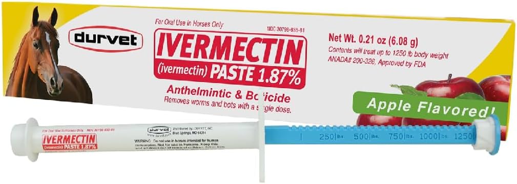 Ivermectin Paste Dewormer - 6.08g dose @ 1.87%-Apple flavored