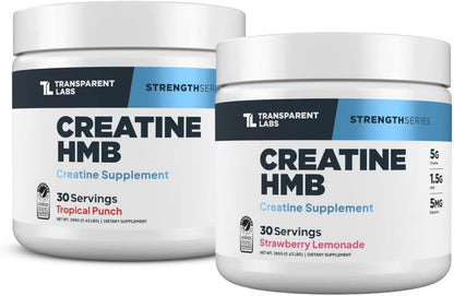 Transparent Labs Creatine HMB (30 Servings, Strawberry Lemonade) & Creatine HMB (30 Servings, Tropical Punch)