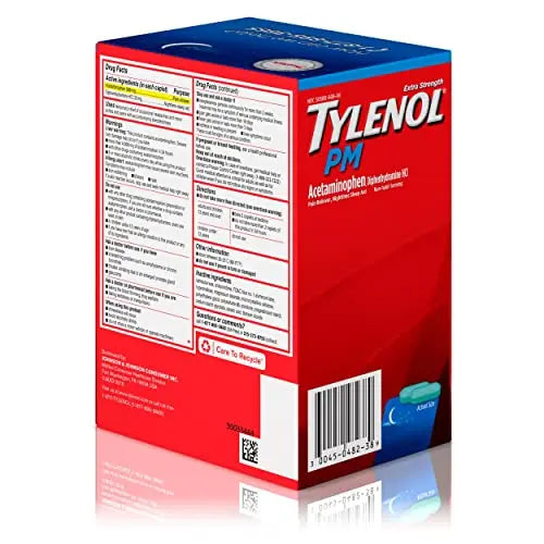 Tylenol PM Extra Strength Nighttime Pain Reliever Sleep Aid Caplets with Acetaminophen & Diphenhydramine HCl, Relief for Nighttime Aches & Pains, Travel Size, 50 Packs of 2 Caplets TylenolBuy Supplements Australia