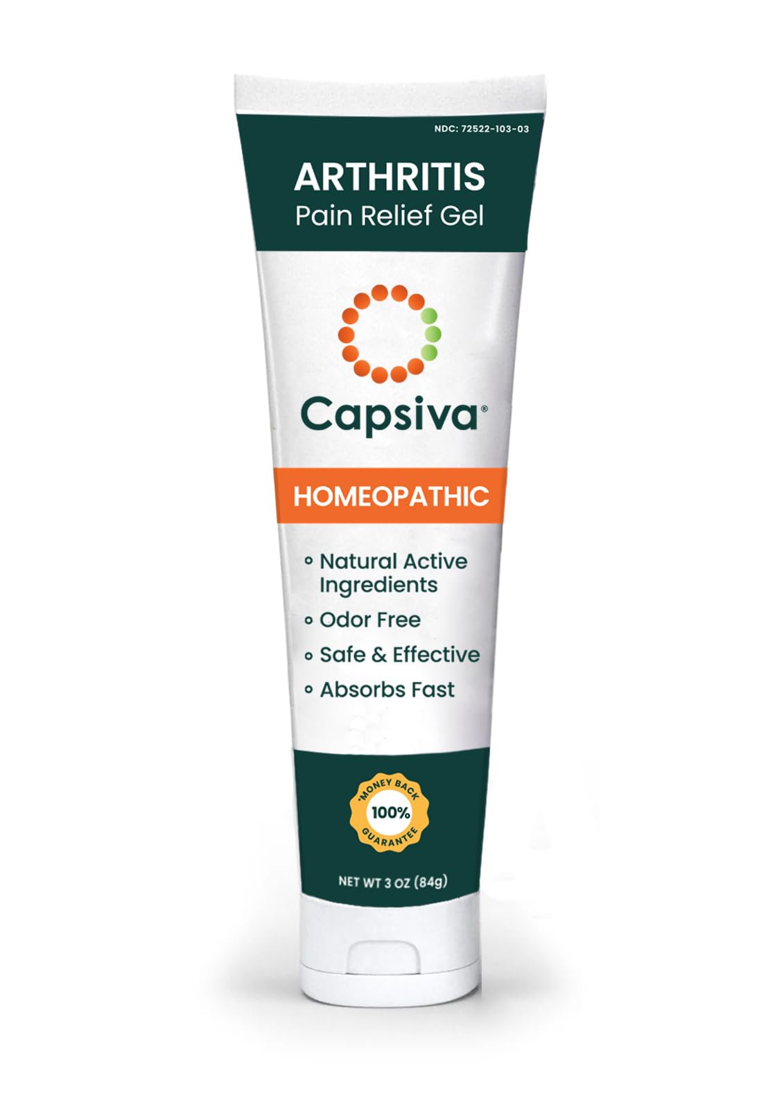 Capsiva Pain Relief Topical 3oz Tube, for Your Hands, Neck, Back, Joints, Non-Greasy, No Burn, Odor Free, Homeopathic Active Ingredients, Contains Capsaicin & Arnica, Absorbs Fast CapsivaBuy Supplements Australia